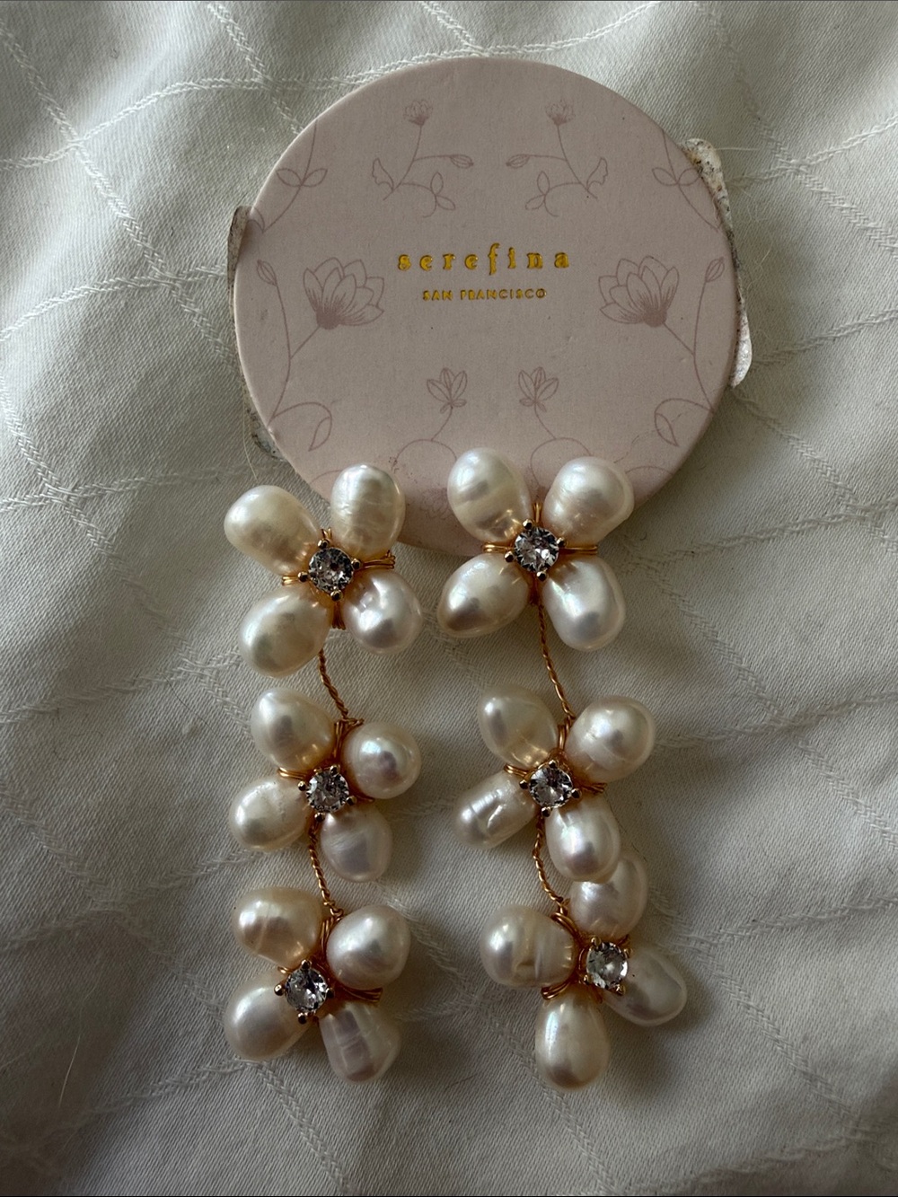 BHLDN NWT Serefina Heishi Pearl Floral Drop Earrings